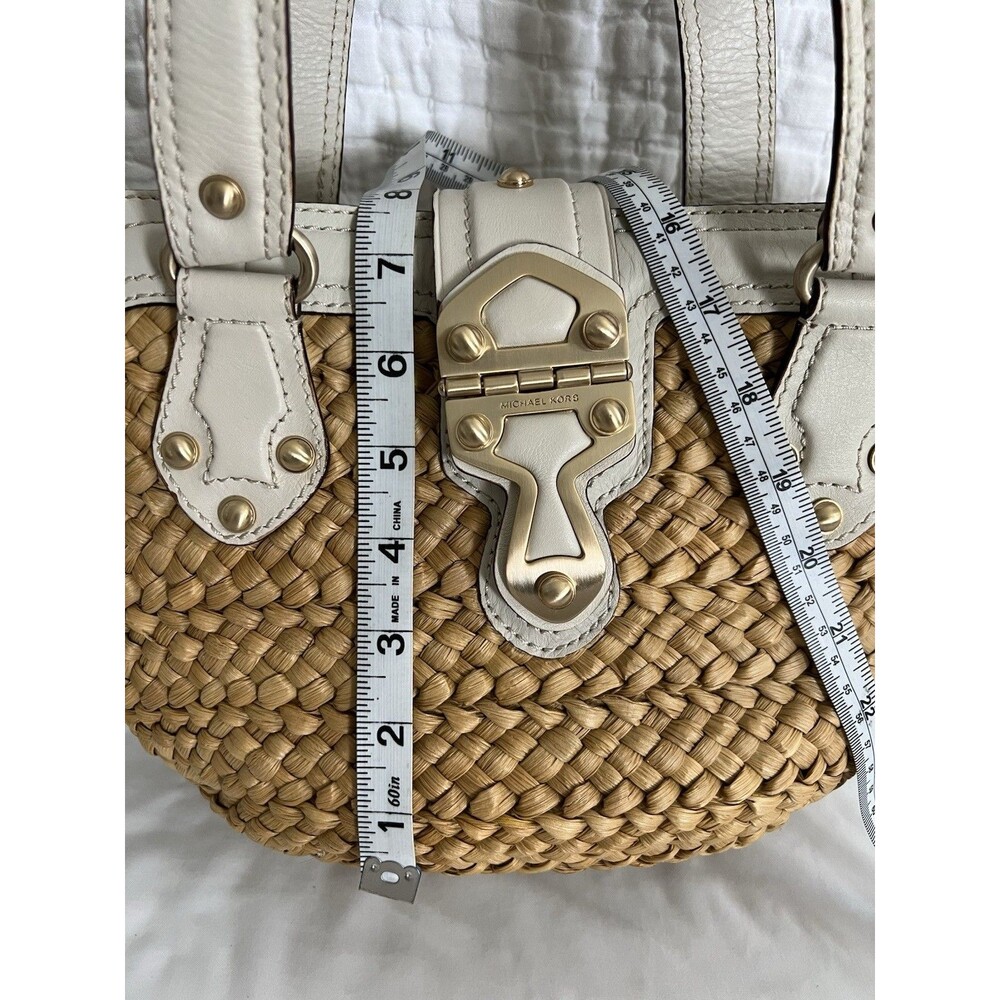 Michael Kors Straw And Ivory Leather Handbag EUC - Picture 11 of 11
